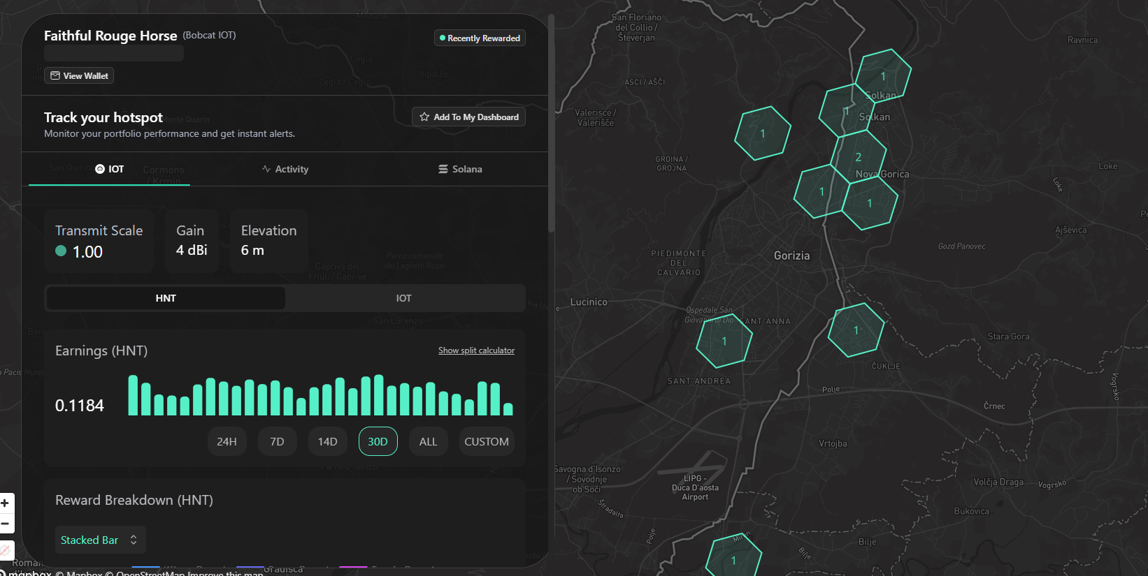 Helium IoT hotspot – karta pokritosti